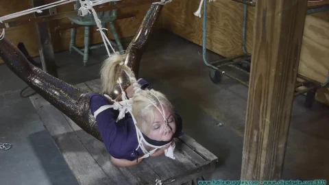Busty Blonde Amanda Foxxs Hogtied Barefoot Adventure