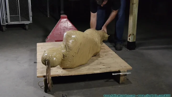 Blindfolded Adara in Pantyhose and Head Encasement Struggles