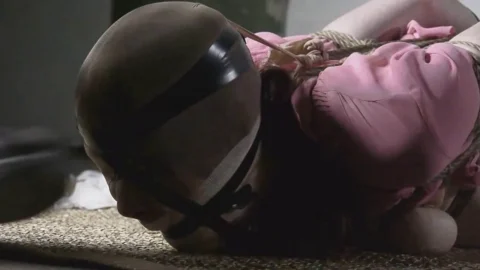 Dollys Futile Struggles While Hogtied and Pantyhose Gagged