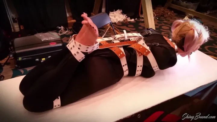 Blonde Gothic Model in Leather Corset