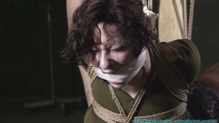 Rinns Cleave Gag Struggle in Hogtied Position with Pantyhose