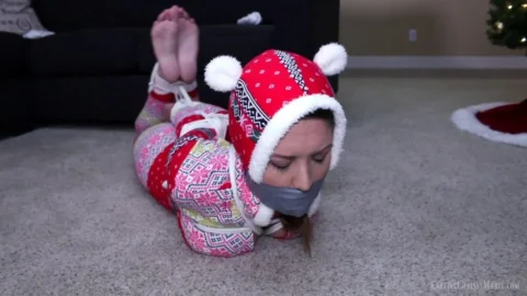 Chrissys Holiday Torture – Elbow Bound Hogtied and Gagged