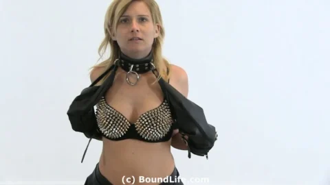 Blonde Locked Behind in Leather