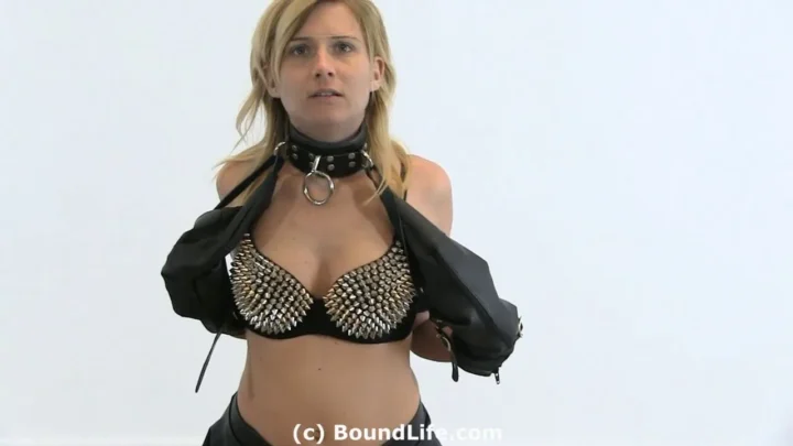 Blonde Locked Behind in Leather
