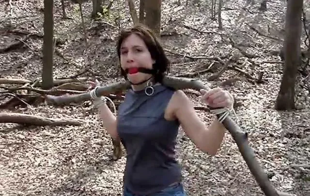 Gina Feels Nature in Tight Forest Restraint