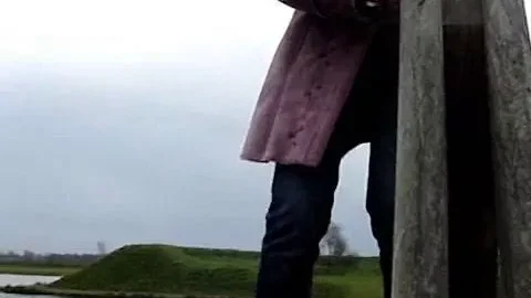 Overcast Outdoor Bondage Walk in Pink Coat