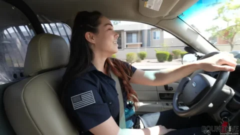 Stevie Mae Arrested And Secured In Patrol Car