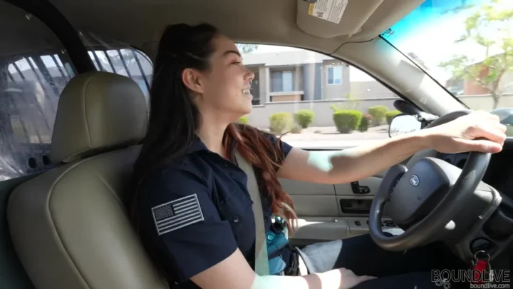 Stevie Mae Arrested And Secured In Patrol Car