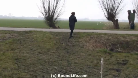 Brunette Outdoor Day In Black Coat
